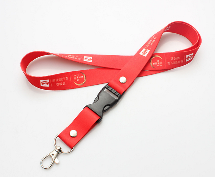 Customize logo with carabiner hook and safety buckle ultra polyester lanyard