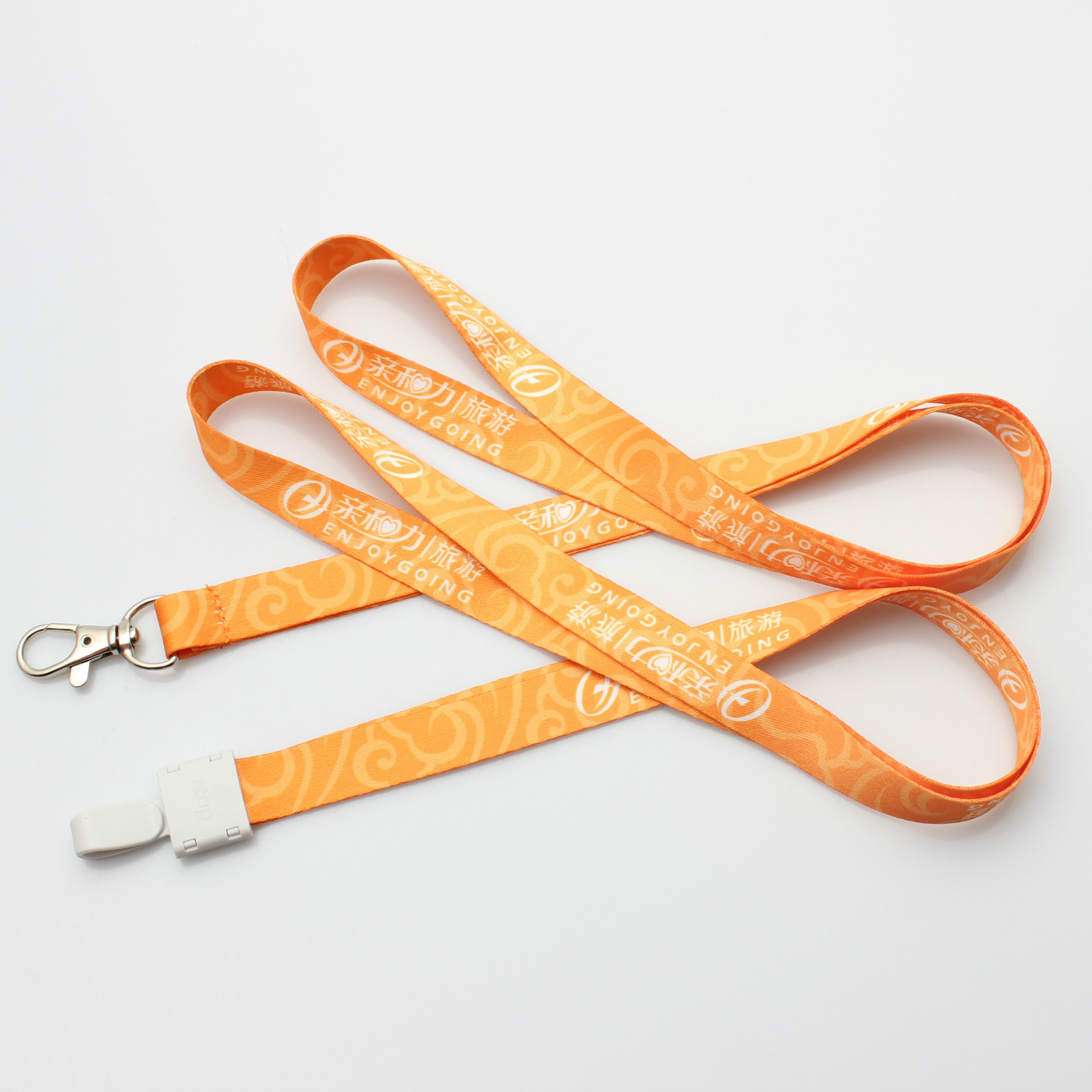 Promotional yellow color customized printed logo ultra polyester lanyard