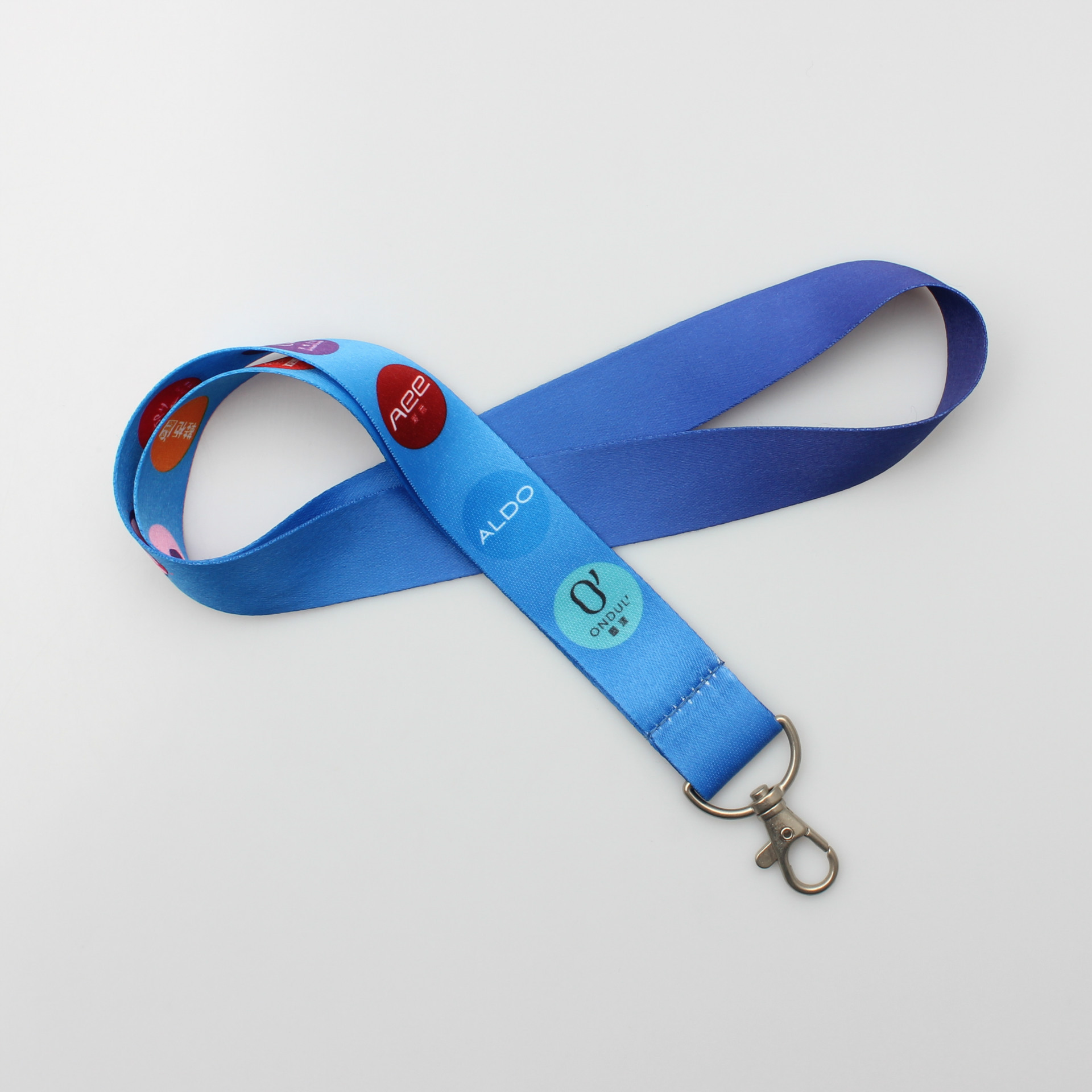 Wholesale customized printed blue color ultra polyester lanyard