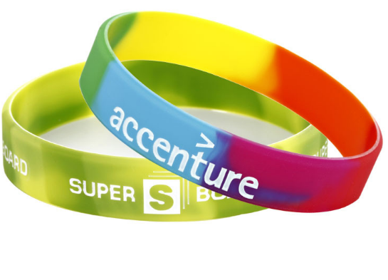 Promotional rainbow color emboss and printing silicone wristband
