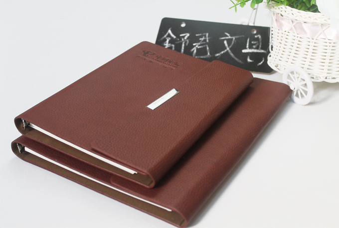 Customize brown color pu notebook with buckle