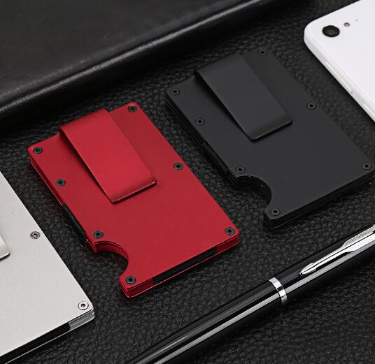 With clip aluminum alloy RFID anti-theft metal name card holder