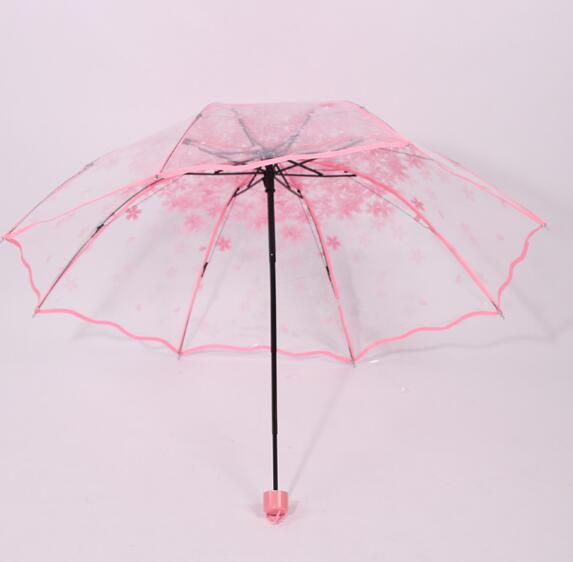 Customize deisgn 3 folding transparent umbrella