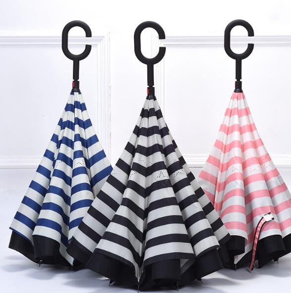 Fashional with line style c shape reverse folding umbrella