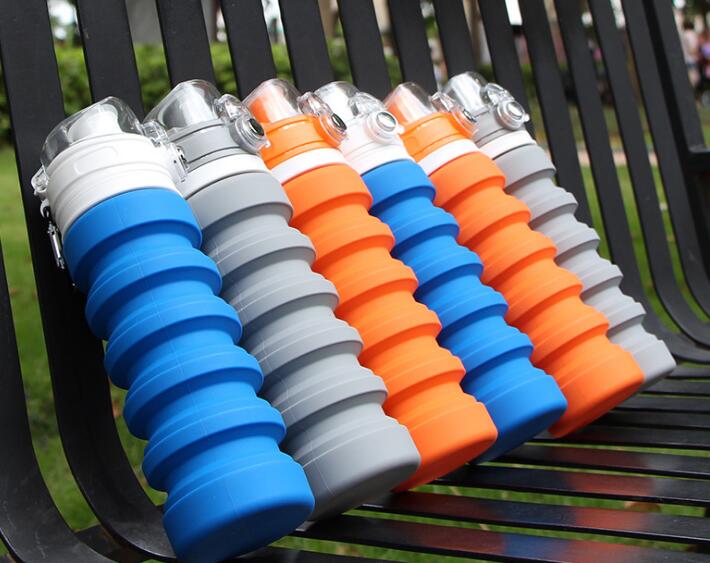 Popular 500ml silicone foldable sport bottle for outside travel