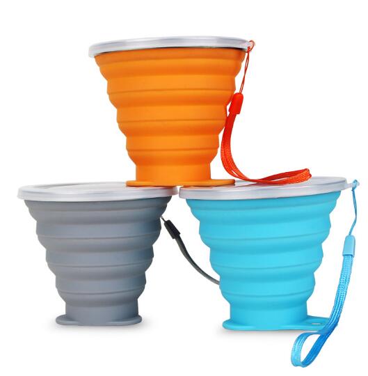 Promotional oem logo 270ml silicone sport foldable cup