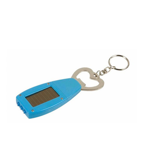 Promotional multi function solar flashlight and bottle opener keychain