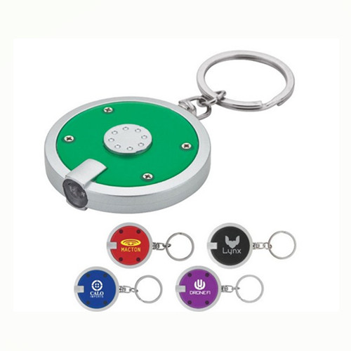 Promotional good quality round shape led light keychain