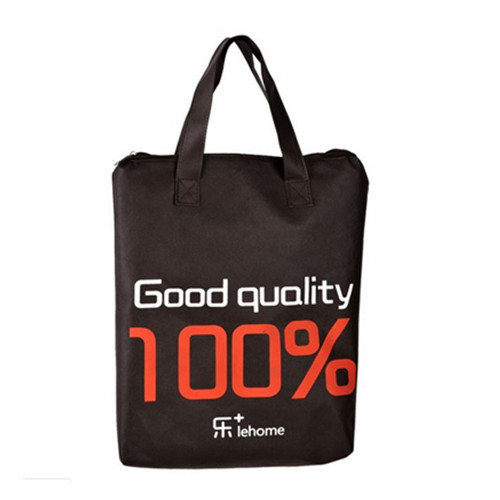 With zipper black non woven bag