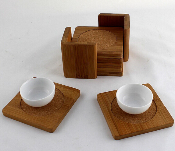 High quality promotional square shape bamboo coaster