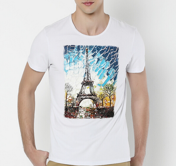 Customized White color cotton material round neck shirt