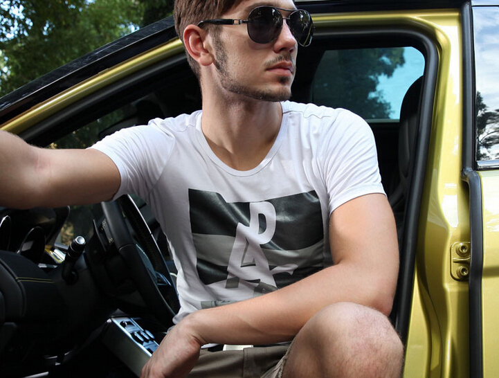 Customized black color cotton short sleeve round neck shirt