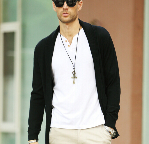 Fashion black color knitted sweater, knitting sweater, knitting coat for men