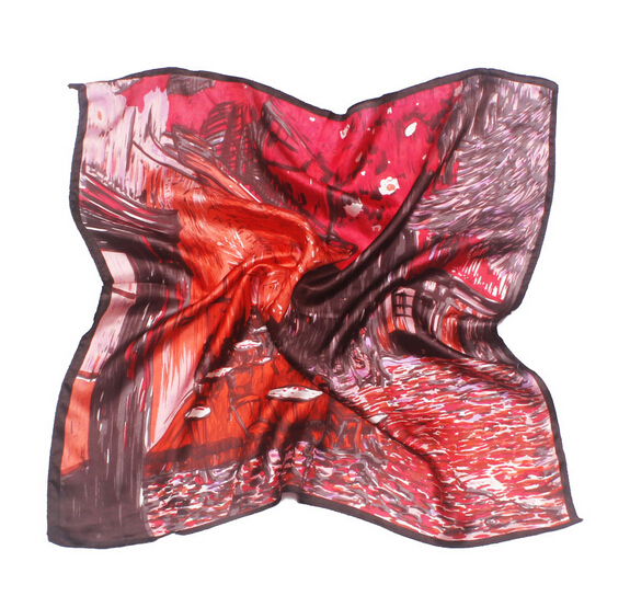 Promotional custom made woman silk scarf