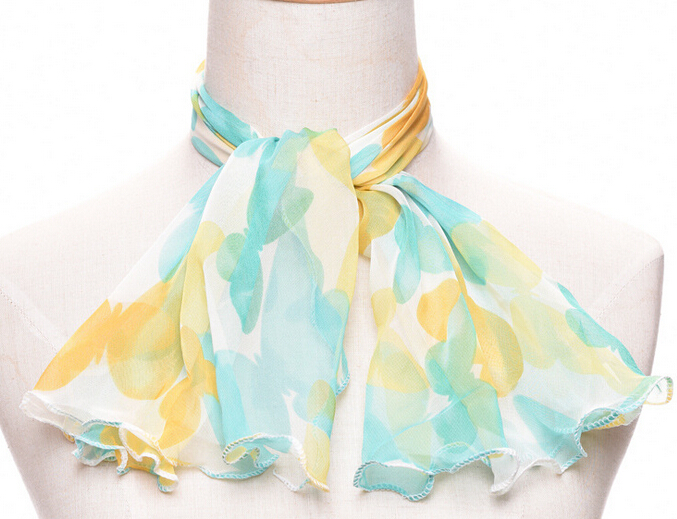 Promotional square silk scarf, fashional square silk scarf with agaric shape edge