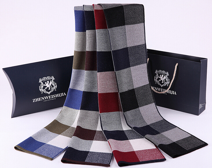 High quality lattice shape knitting wool man scarf, cashmere man neckerchief scarf