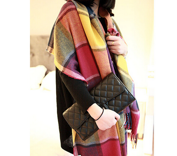 Good quality wool and cashmere lattice woman scarf, woman pashmina shawl scarf
