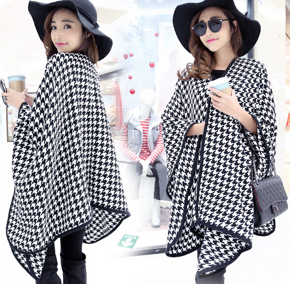 Wholesale cloak woman scarf, woman Houndstooth shawl pashmina scarf