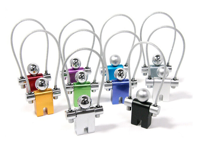Zinc alloy man shape skipping rope metal keychain, man shape wire rope keychain