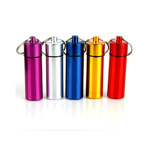 Wholesale portable aluminum pill box keychain