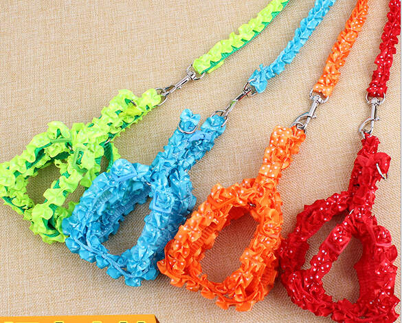 Nylon lace flower dog pet collar and leashes