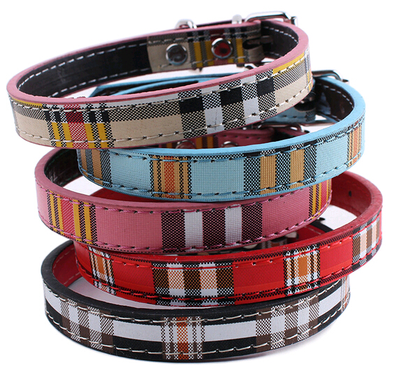 Fashional grid style pu pet collar, pu dog collar