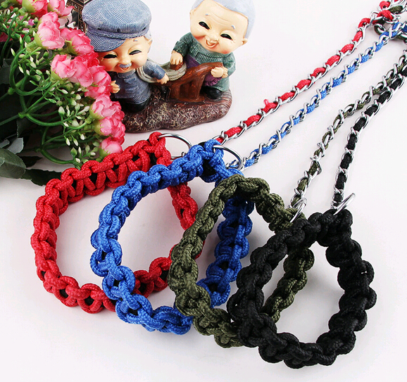 Puppy metal chain and nylon pet collar and leash, durable tin chain and nylon dog collar and leash