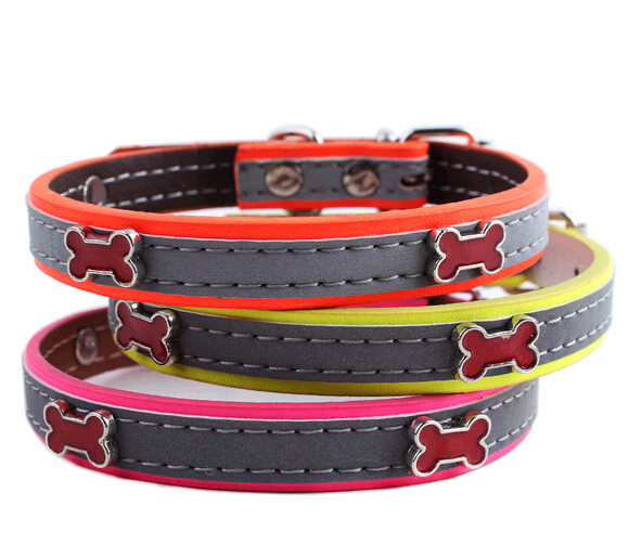 Fashional cute pu pet collar with bone decoration