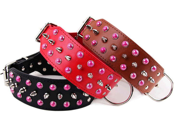 Unique pu dog collar, unique pu pet collar with nail