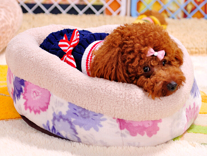 Berber fleece pink deep dog house and dog bed