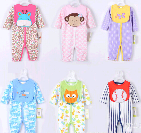 Wholesale newborn baby romper with bib set