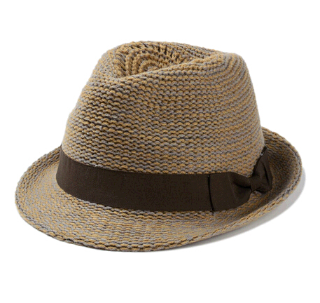 Wholesale with bowknot jazz melange knitted wool hat, jazz knitting wool hat