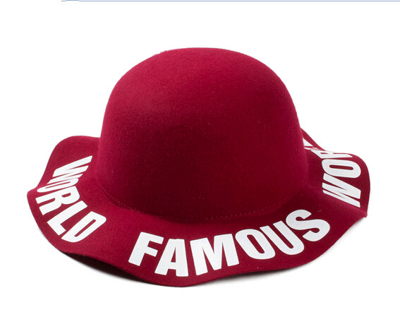 Wholesale Women wool felt hat with wave shape wide brim