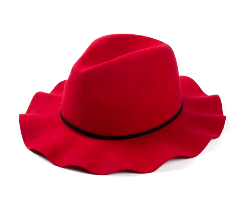 Wholesale fashion wave brim wool felt fedora cap and hat