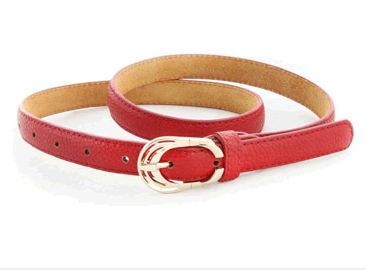 Wholesale thin red color genuine leather lady woman belts
