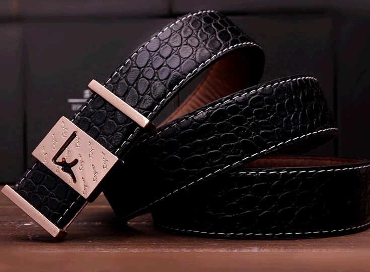 Promotional F crocodile grain leather man belts