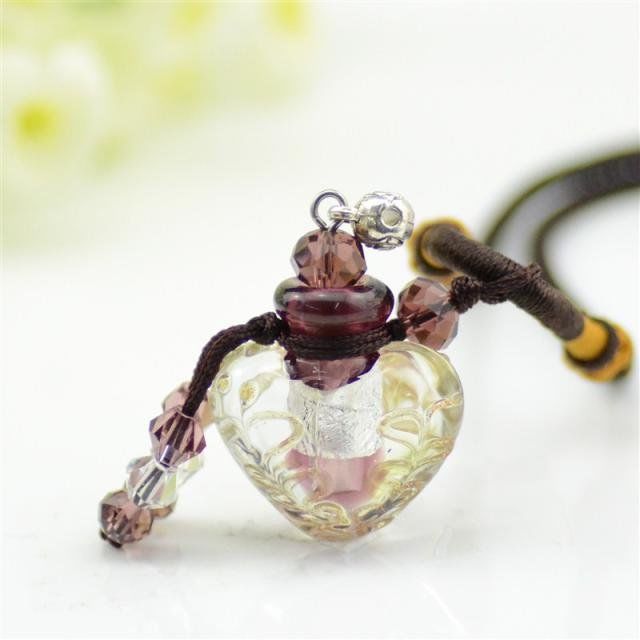 Wholesale purple color murano glass essential oil diffuser necklace