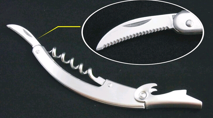 Promotional multi function stainless steel wine cork bottle opener, wine bottle opener