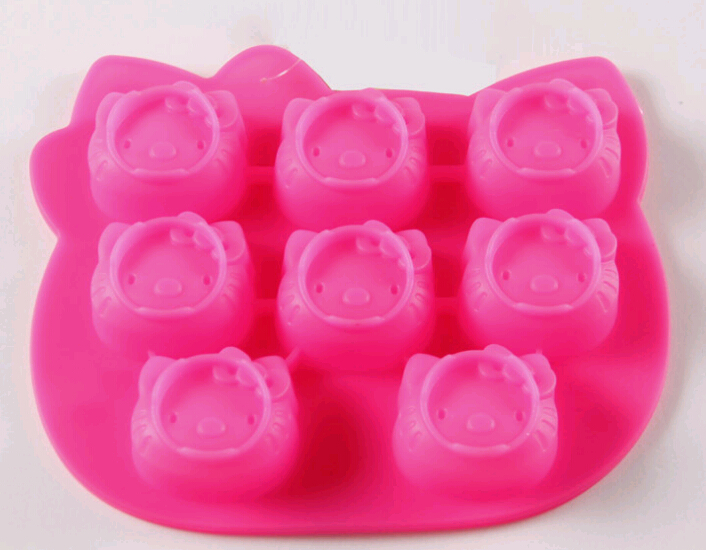 Wholesale cat shape 8pcs silicone cake moulds