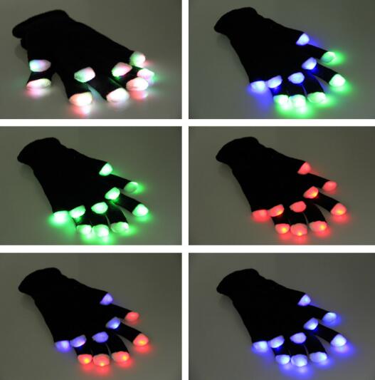Wholesale promtional cotton material black color led glove for cheer