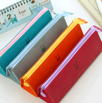 Customized logo pu leather pencil bag