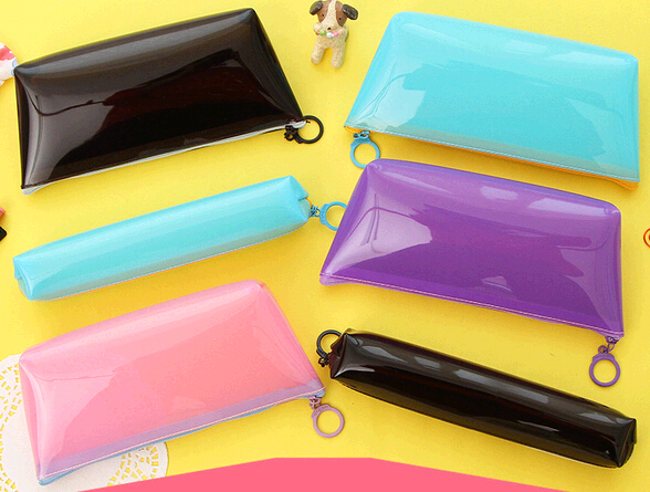 Wholesale triangle shape waterproof style TPU pencil case