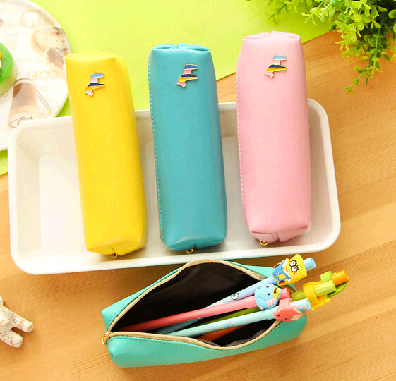 Wholesale pu material customized logo pencil case