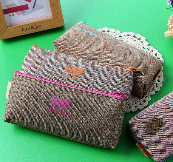 Wholesale beautiful fashion style canvas pencil bag