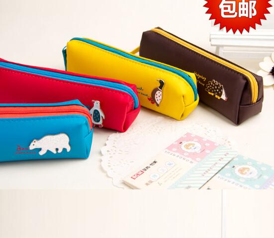 Wholesale customized logo cartoon style pu pencil case