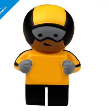 Wholesale yellow color firemen shape pu stress ball