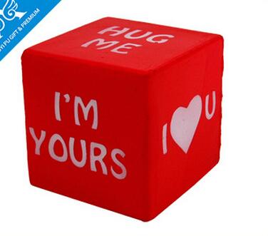 Wholesale heart printing square shape pu stress ball