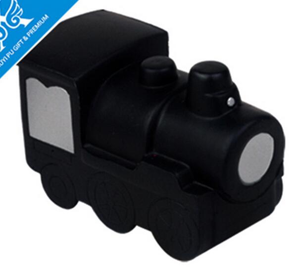 Wholesale black color train shape pu stress ball