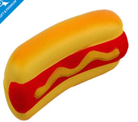 Wholeale hotdog bun shape pu stress ball