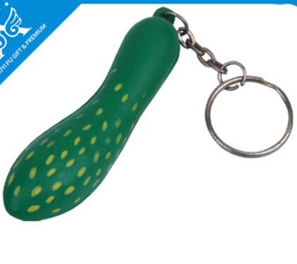 Wholeale cucumber shape pu stress ball keychain